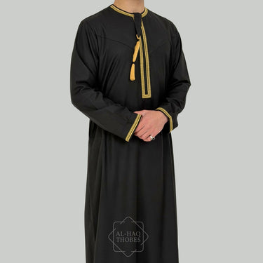 Luxury Black & Gold Omani Thobe