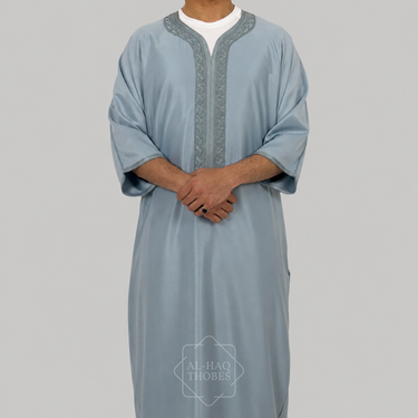 Luxury Glacier Grey Moroccan Gandoura Thobe