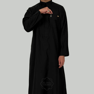 Black Aswad Collared Thobe | Signature Defined