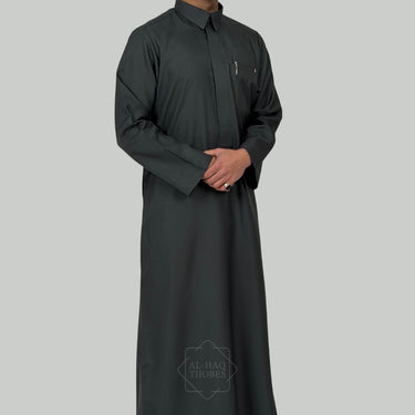 Grey Ramadi Collared Thobe | Signature Defined