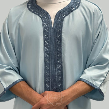 Luxury Sky Blue Moroccan Gandoura Thobe
