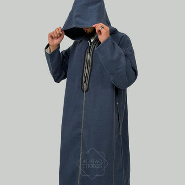 Luxury Sapphire Blue Hooded Moroccan Thobe