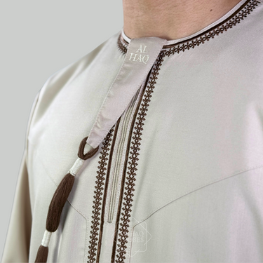 Luxury Beige & Brown Omani Thobe