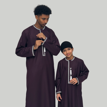Boy's Luxury Burgundy Omani Thobe