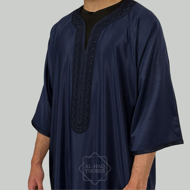 Luxury Navy Blue Moroccan Gandoura Thobe