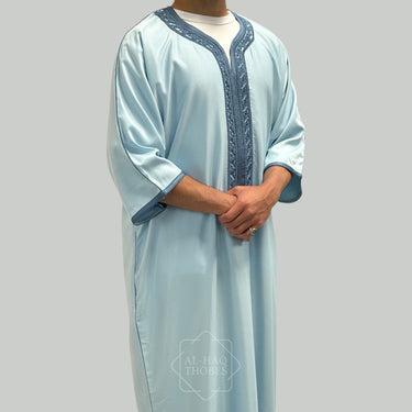 Luxury Sky Blue Moroccan Gandoura Thobe