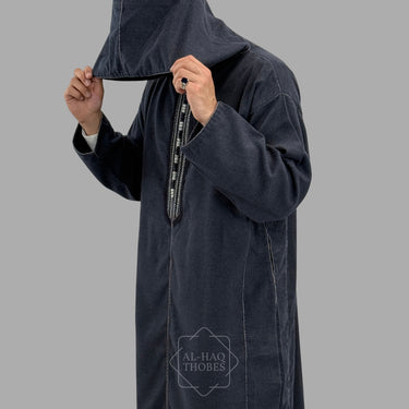 Premium Navy Blue Hooded Moroccan Thobe
