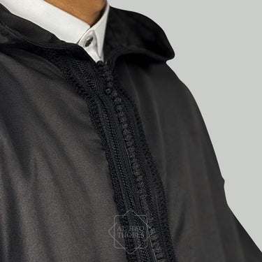 Royal Lightweight Obsidian Black Hooded Djellaba