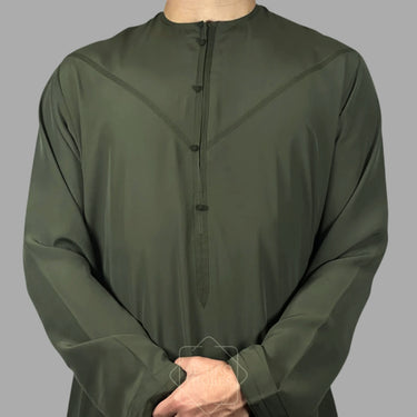 Luxury Olive Green Lightweight Emirati Zibda Thobe