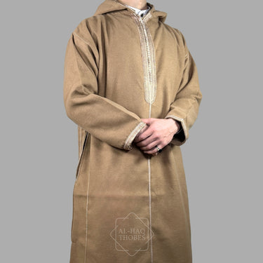 Premium Beige Hooded Moroccan Thobe