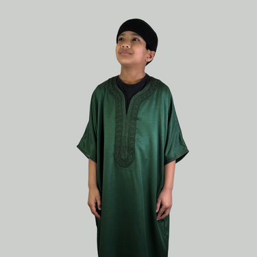 Boy's Luxury Forest Green Moroccan Gandoura