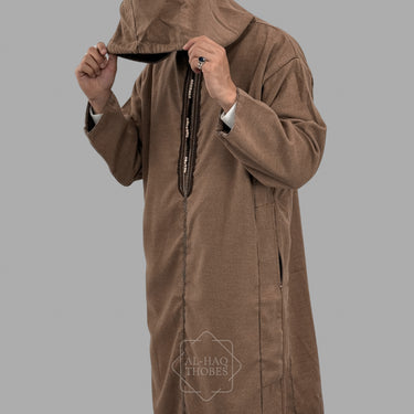 Premium Light Brown Hooded Moroccan Thobe