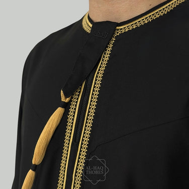 Luxury Black & Gold Omani Thobe