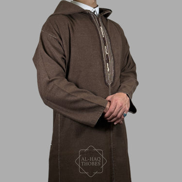 Premium Qahwa Brown Hooded Moroccan Thobe