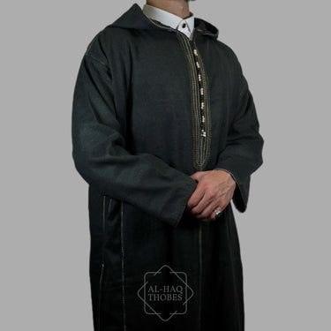 Premium Forest Green Hooded Moroccan Thobe