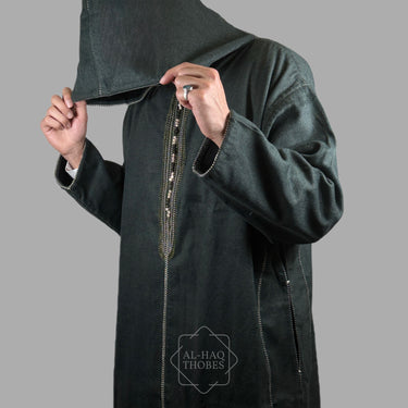 Premium Forest Green Hooded Moroccan Thobe