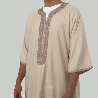 Luxury Almond Beige Moroccan Gandoura Thobe