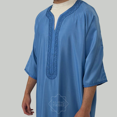 Luxury Azure Blue Moroccan Gandoura Thobe