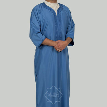 Luxury Azure Blue Moroccan Gandoura Thobe