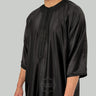 Obsidian Black Luxury Zipped Moroccan Gandoura Thobe
