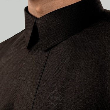 Brown Bunni Collared Thobe | Signature Defined