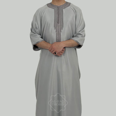 Luxury Classic Grey Zipped Moroccan Gandoura