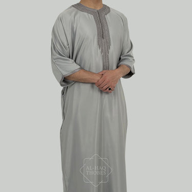 Luxury Classic Grey Zipped Moroccan Gandoura