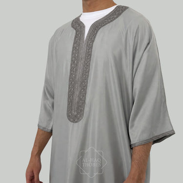 Luxury Classic Grey Moroccan Gandoura Thobe