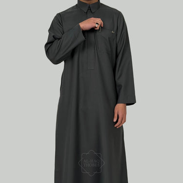 Grey Ramadi Collared Thobe | Signature Defined