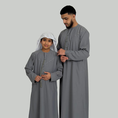 Boy's Luxury Grey Lightweight Zibda Emirati Thobe