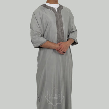 Luxury Classic Grey Moroccan Gandoura Thobe