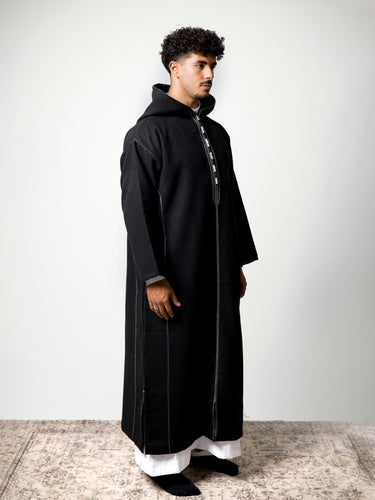 Siroua Coal Black hooded Moroccan djellaba – view 4