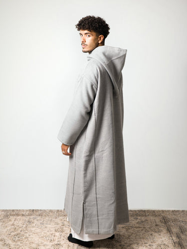 Siroua Light Grey hooded Moroccan djellaba – view 4