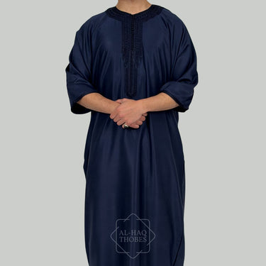 Luxury Ocean Blue Zipped Moroccan Gandoura