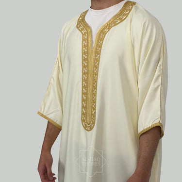 Luxury Cream & Gold Moroccan Gandoura Thobe