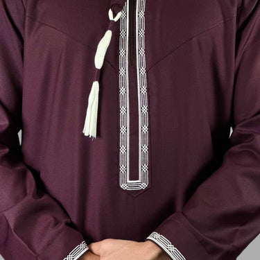 Luxury Plum Burgundy Omani Thobe