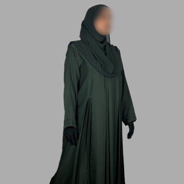 Al-Haq Hayaat Forest Green Closed Pleated Abaya