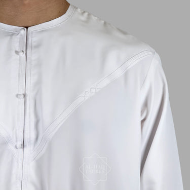 Luxury White Zibda Lightweight Emirati Thobe