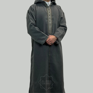 Luxury Shadow Grey Hooded Moroccan Thobe