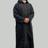 Luxury Slate Black Hooded Moroccan Thobe